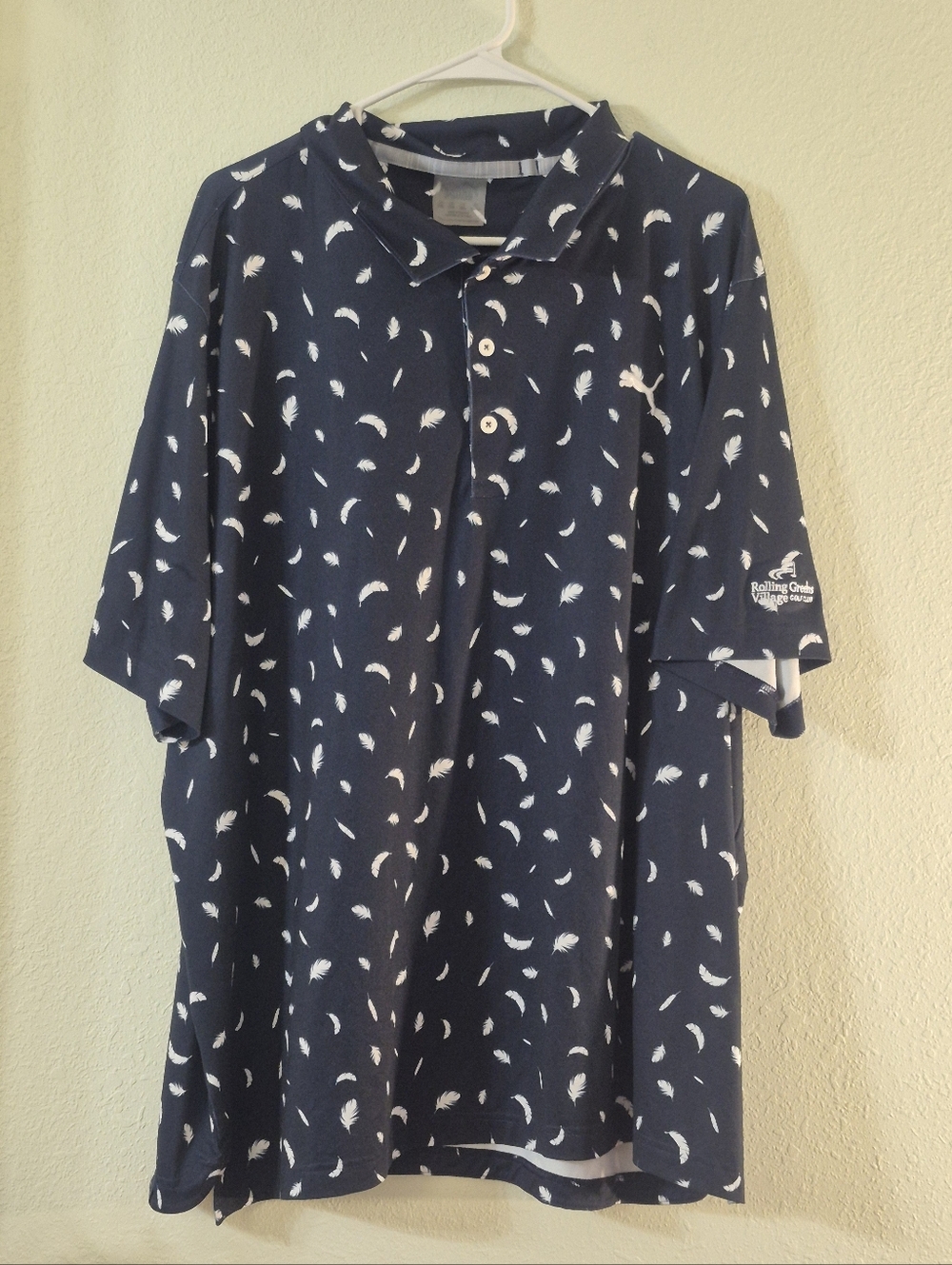 Puma Navy Blue Polo with White Feather Print